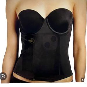 Corset, long line bra custom lift, strapless, underwire, black size 36C